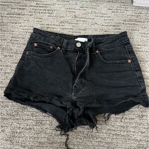 Women’s High Rise Cut off Denim Shorts Washed Black
